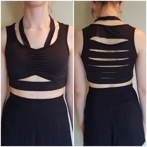 NEW Black Crop Top with Cut Outs